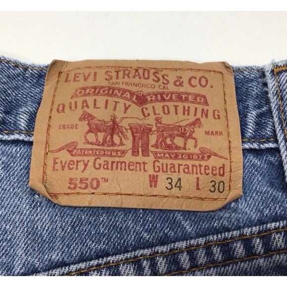VTG Levi's 550 Jeans Mens 34 X 29.5 Blue Relaxed Fit Straight Leg Y2K DISTRESS - Picture 8 of 10